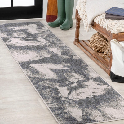 Jonathan Y Petalo Abstract Two-tone Modern Runner Rug In Grey