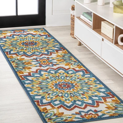 Jonathan Y Flora Abstract Bold Mandala High-low Indoor/outdoor Red/blue/yellow Runner Rug
