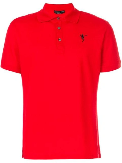 Alexander Mcqueen Dancing Skeleton Embroidered Polo Shirt In Red