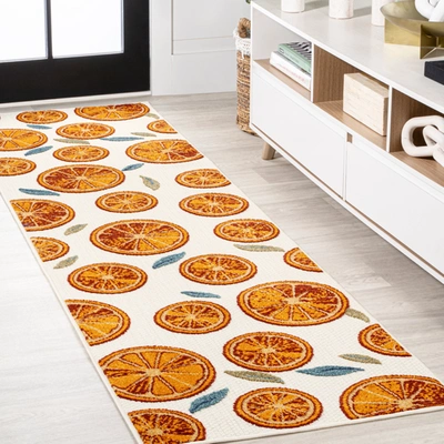 Jonathan Y Aranciata Citrus Slice High-low Indoor/outdoor Orange/cream Runner Rug