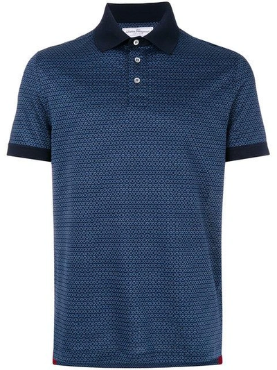 Ferragamo Striped Polo Shirt In Blue