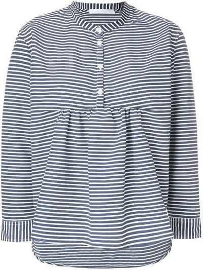 Peter Jensen Collarless Striped Shirt