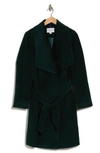 Cole Haan Signature Slick Wool Blend Wrap Coat In Forest