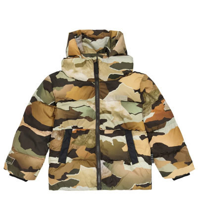 Molo Halo Hooded Puffer Jacket In 6567 Autumn Camo