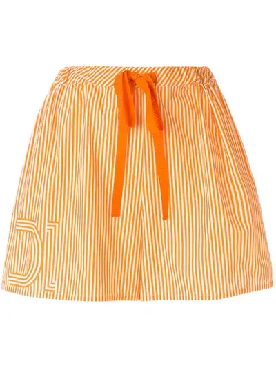 Fendi Striped Cotton-poplin Shorts In F11m8