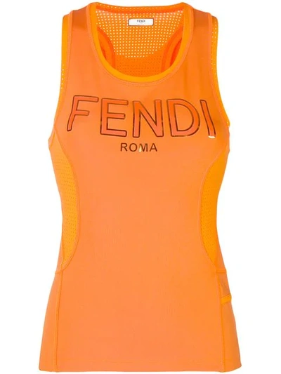 Fendi Logo-print Performance Tank Top In Yellow