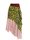 Preen Line Isabelle Asymmetric Paneled Crepe De Chine Midi Skirt In Pink