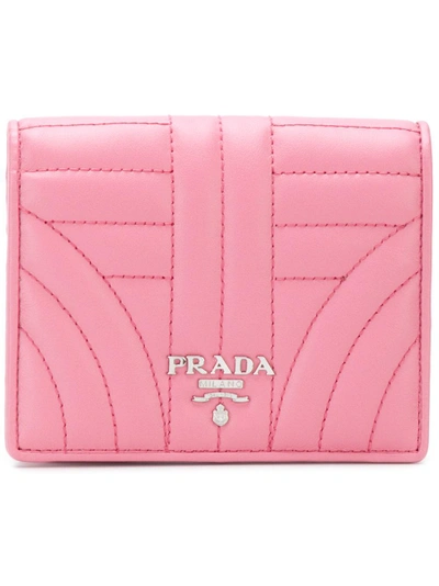 Prada Quilted Foldover Compact Wallet In Begonia
