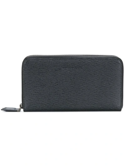 Ferragamo Embossed Zip Around Wallet In Black