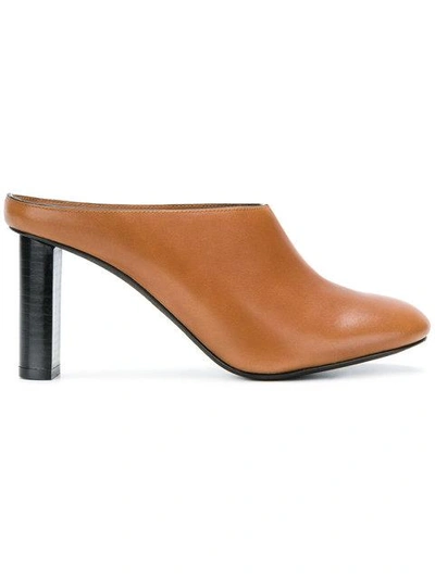 Joseph Round Toe Backless Mules In Brown