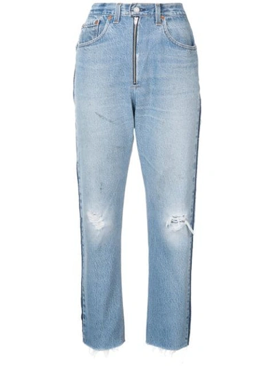 Re/done Blue High Rise Relaxed Crop Jeans