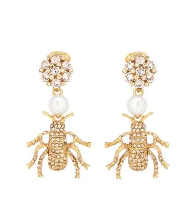 Oscar De La Renta Crystal-embellished Clip-on Earrings In Gold
