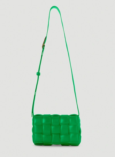 Bottega Veneta Padded Cassette Intreccio Small Leather Shoulder Bag In Green