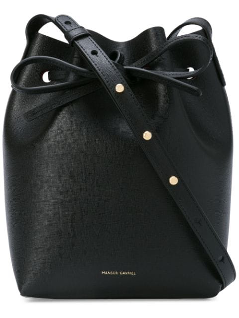 Mansur Gavriel Mini Mini Metallic Bucket Bag In Black | ModeSens