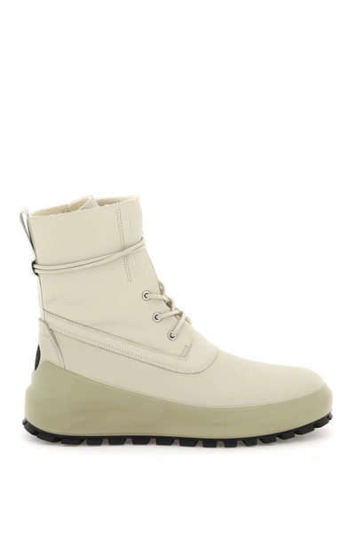 Stone Island Shadow Project Logo-patch Leather Boots In Green