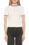 Alexia Admor Phoebe Short Sleeve Turtle Neck Sweater In Ivory