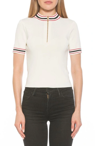 Alexia Admor Phoebe Short Sleeve Turtle Neck Sweater In Ivory