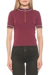 Alexia Admor Phoebe Short Sleeve Turtle Neck Sweater In Burgundy