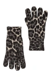 Amicale Cashmere Animal Print Gloves In Grey Multi