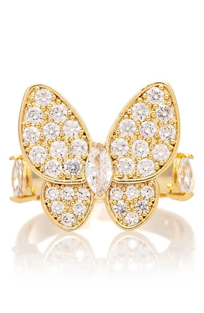 Rivka Friedman Cz Pave Butterfly Ring In 18k Gold Clad