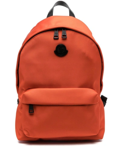 Moncler Logo-patch Backpack In Orange