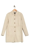 T Tahari Faux Suede Car Coat In Natural Beige