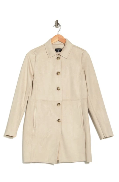 T Tahari Faux Suede Car Coat In Multi