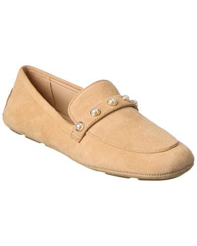 Stuart Weitzman Allpearls Suede Driving Loafer In Brown