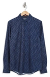 Report Collection Long Sleeve 4-way Stretch Paisley Print Button-up Shirt In Blue