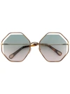 Chloé Poppy Geometric-frame Sunglasses In Green