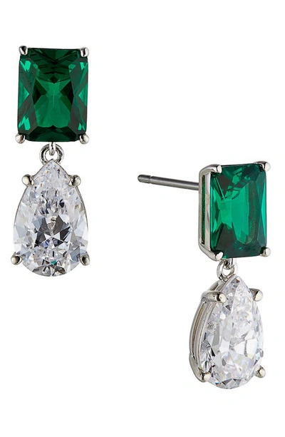 Nadri Shine On Cubic Zirconia Drop Earrings In Green/silver