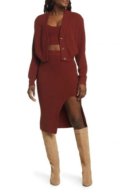 Lulus More The Merrier Rust Red Knit Three-piece Sweater Dress