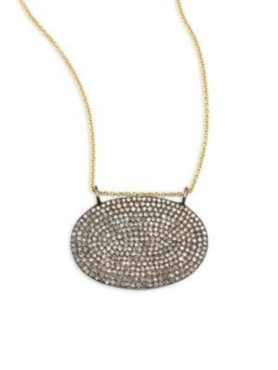 Nina Gilin Women's 14k Yellow Gold & Diamond Pavé Oval Pendant Necklace In Silver
