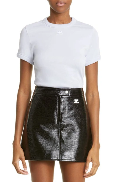 Courrèges Embroidered Cotton Logo Tee In White
