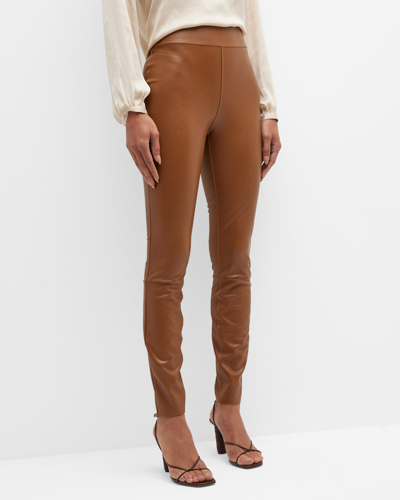 Paige Sheena Vegan Leather Leggings In Brown | ModeSens