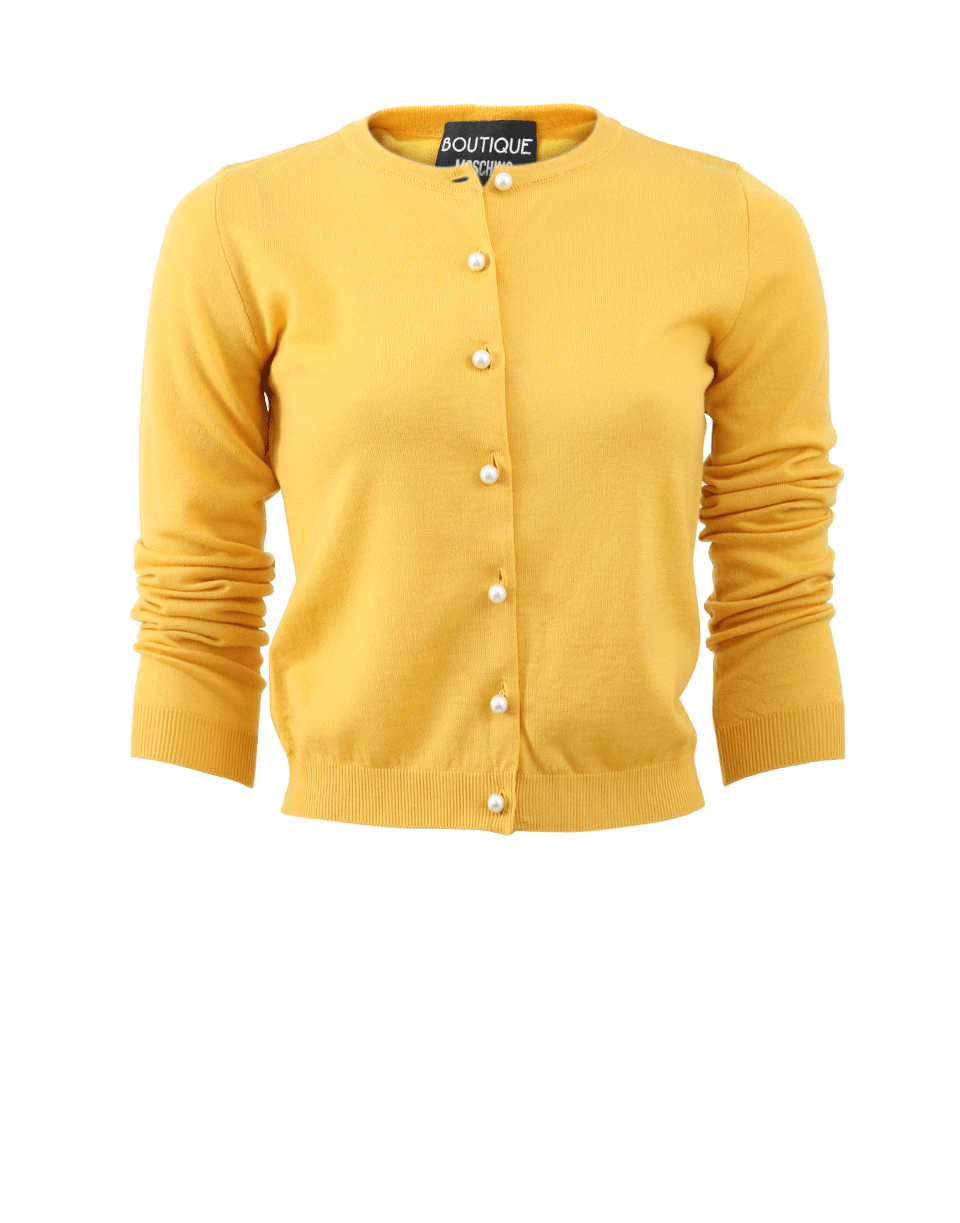 Boutique Moschino Pearl Button Cardigan In Yellow | ModeSens