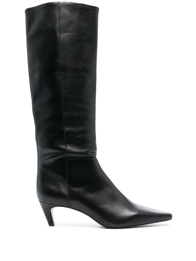 Reformation Remy Leather Knee Boots In Black