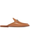 Tod's Embellished Leather Slippers In Brown