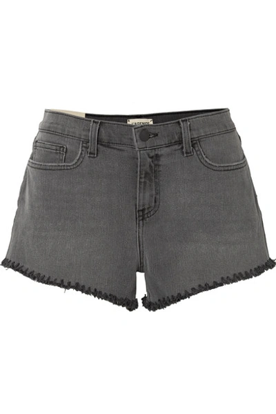 L Agence Ryland Faded Black Denim Shorts In Dark Gray