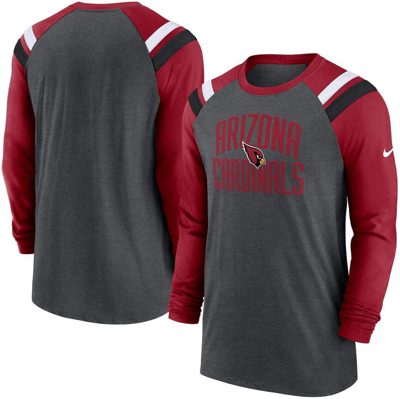 Nike Men's Athletic Fashion (nfl Arizona Cardinals) Long-sleeve T-shirt In Heathered Charcoal,cardinal