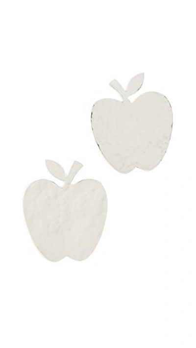 Anndra Neen Apple Earrings In Silver