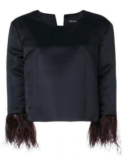 Ter Et Bantine Feather Trim Top In Black