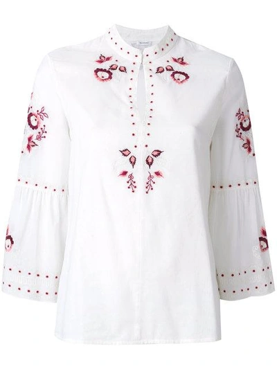 Vilshenko Embroidered Floral Blouse In Neutrals