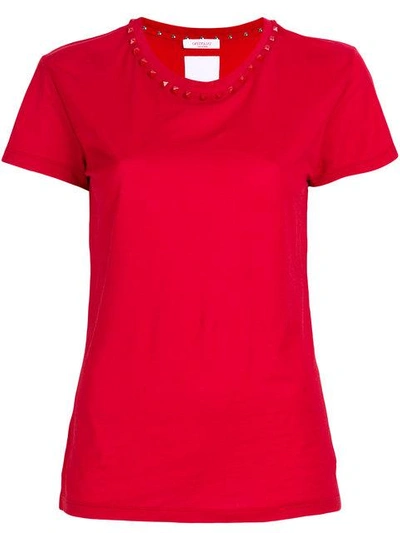 Valentino Rockstud Trim T-shirt - Red