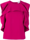 Red Valentino Sleeveless Ruffled Top - Pink & Purple