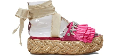 Miu Miu Raffia Sandals In Pink