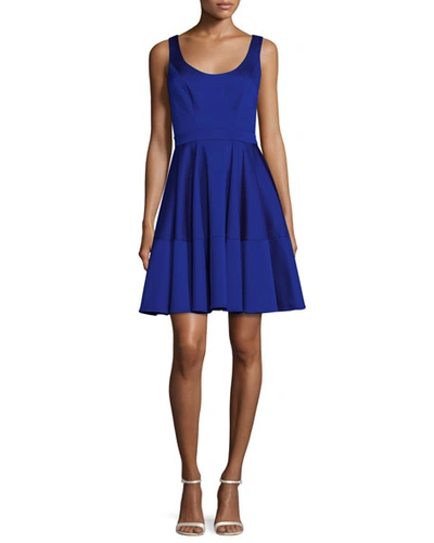 Zac Zac Posen Sleeveless Satin Fit-and-flare Cocktail Dress, Blue In Bluebell