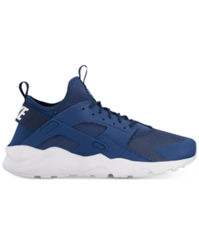 Nike Men's Air Huarache Run Ultra Casual Sneakers From Finish Line In Navy/white