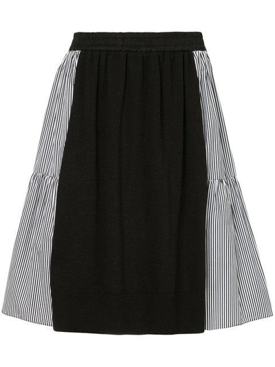 Goen J Stripe Paneled Knit Skirt In Black