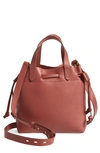 Madewell The Mini Pocket Transport Leather Drawstring Tote - Burgundy In Antique Rose